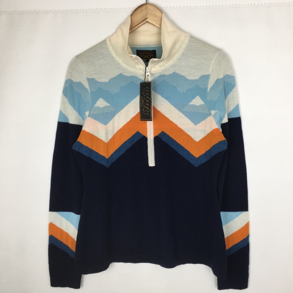 Icelandic Design Half Zip Merino Wool Sweater NEW Pullover Mountains Women’s SzM